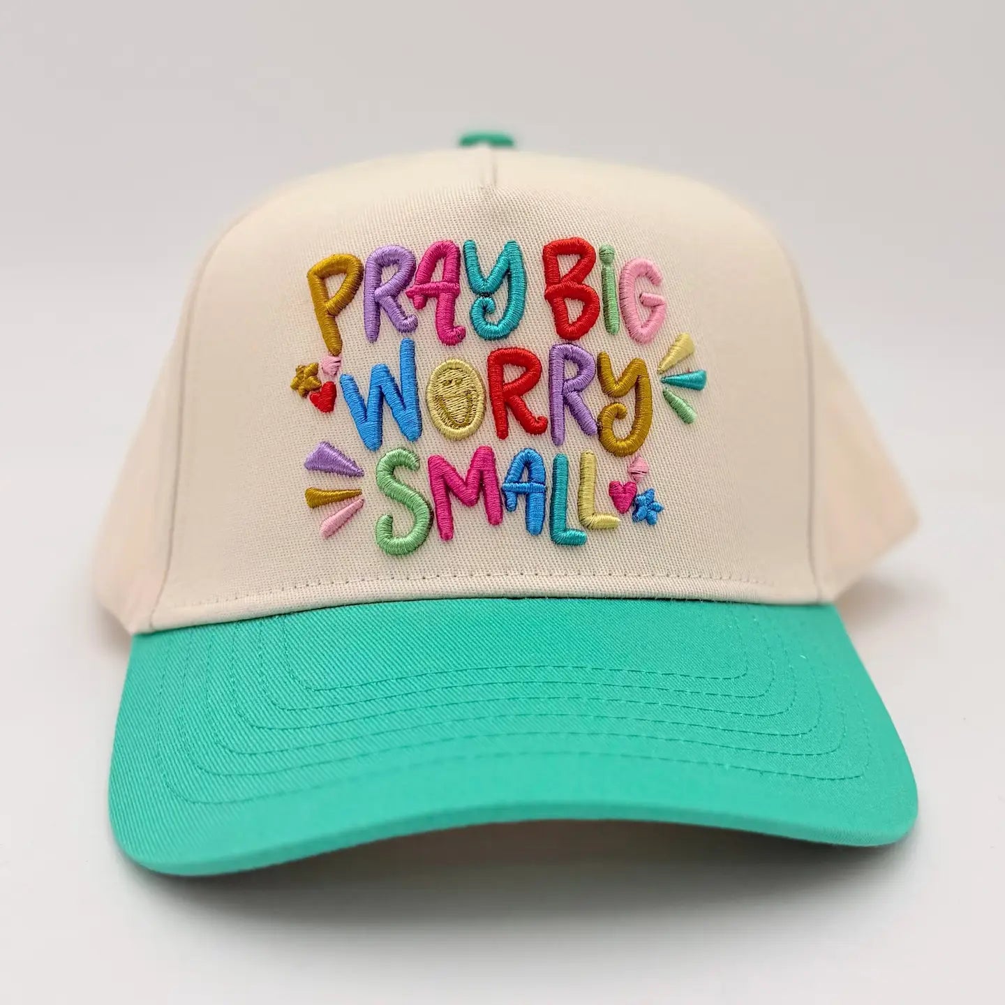 Pray Big Worry Small Embroidered Hat