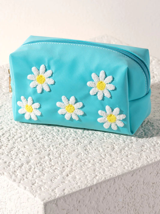 Turquoise Daisy Zip Pouch