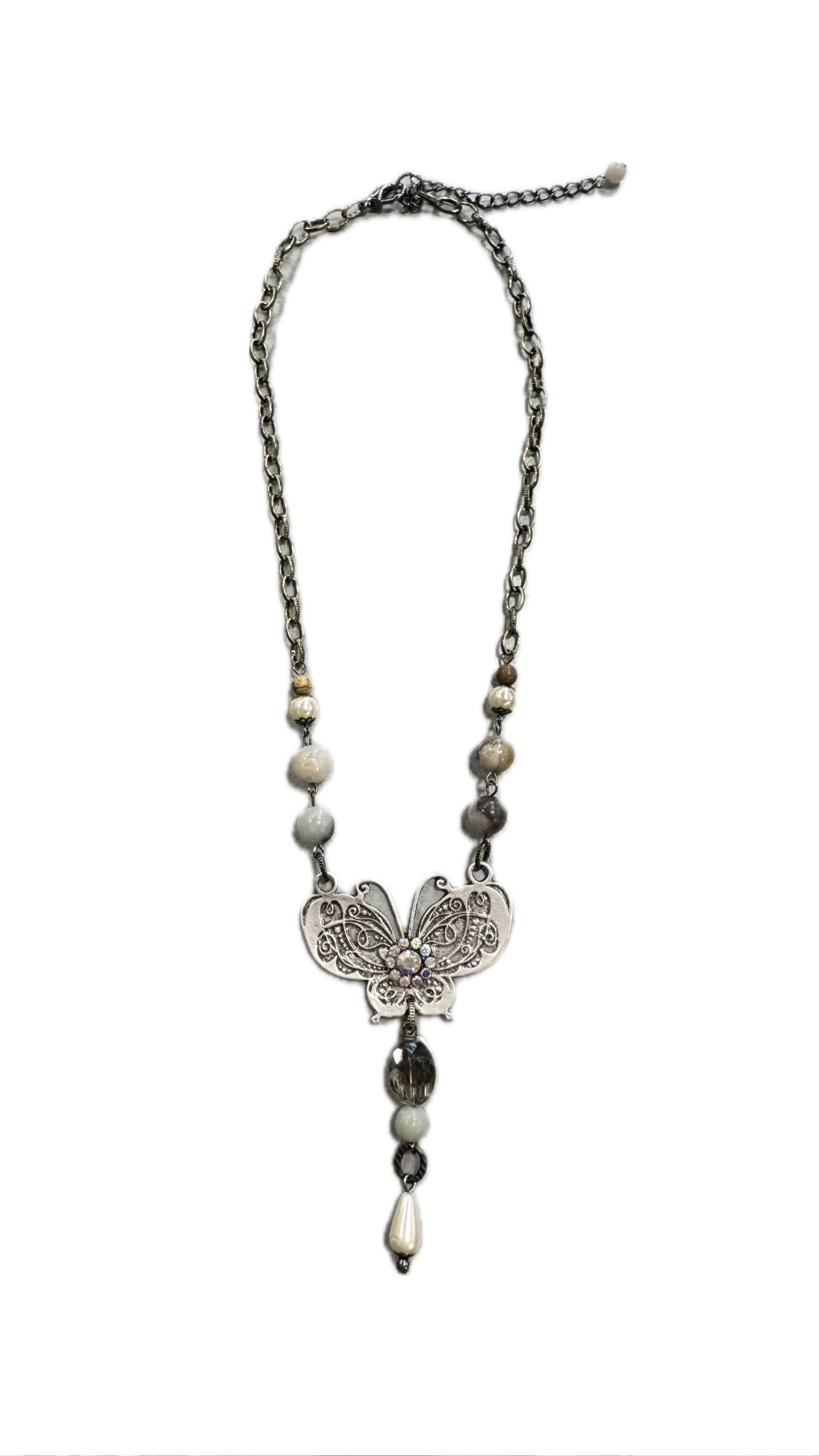 Chain Link Butterfly Crystal Necklaces