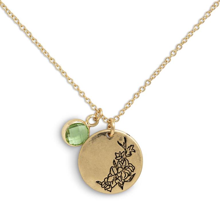 Birthstone Charm Necklace - August