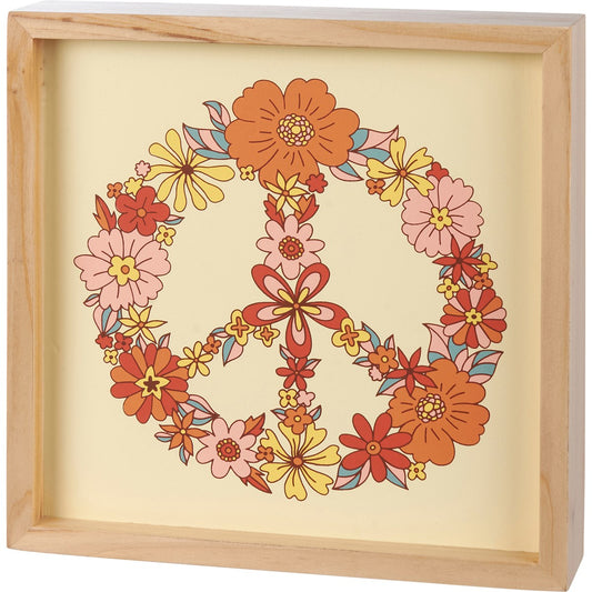 Floral Peace Sign Inset Box Sign