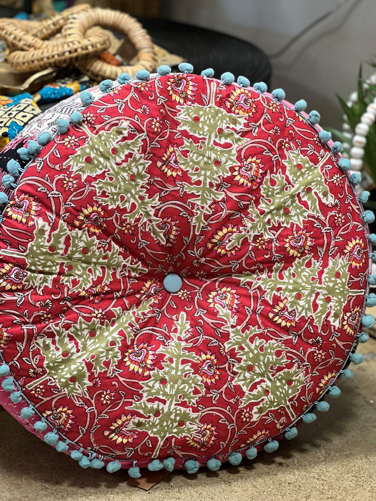 Embroidered Vintage Kantha Floor Cushion