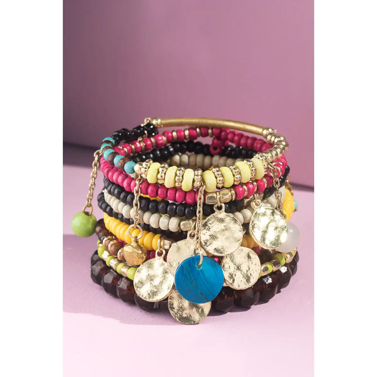 Multi-Color Layered Mixed Beads Bracelet