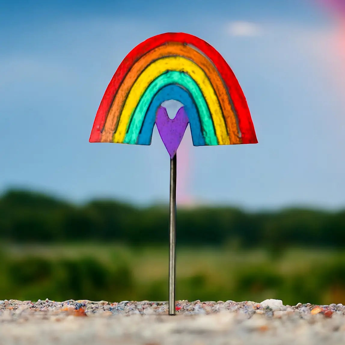Rainbow Heart Plant Stake