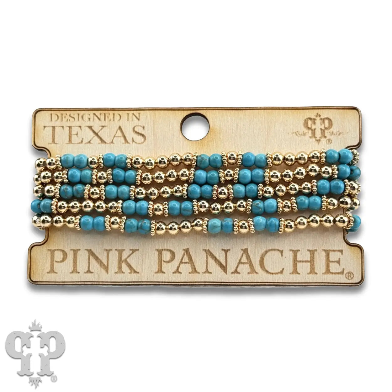 Five Strand Gold & Turquoise Bracelet Set