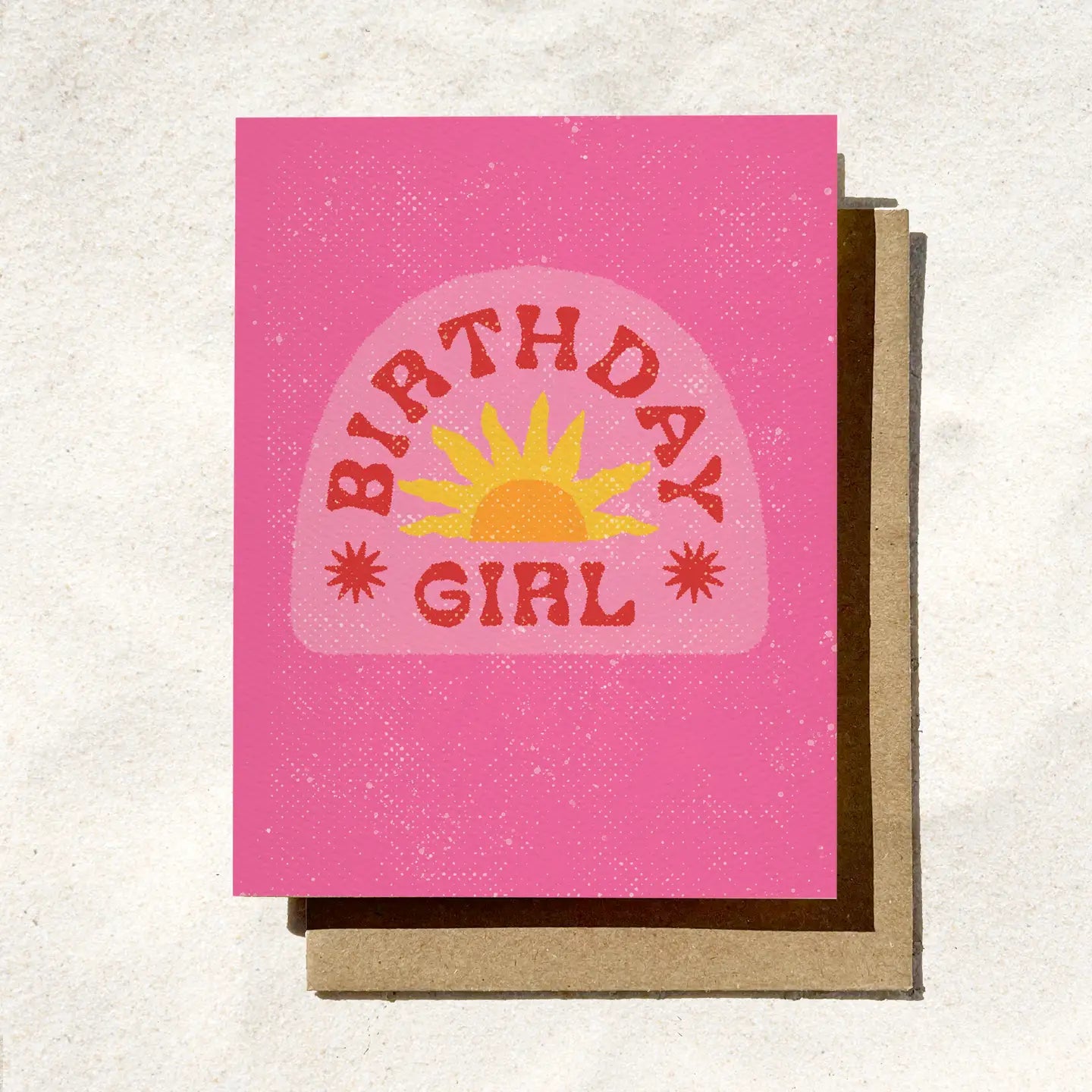 Retro Pink Sun Birthday Girl Card