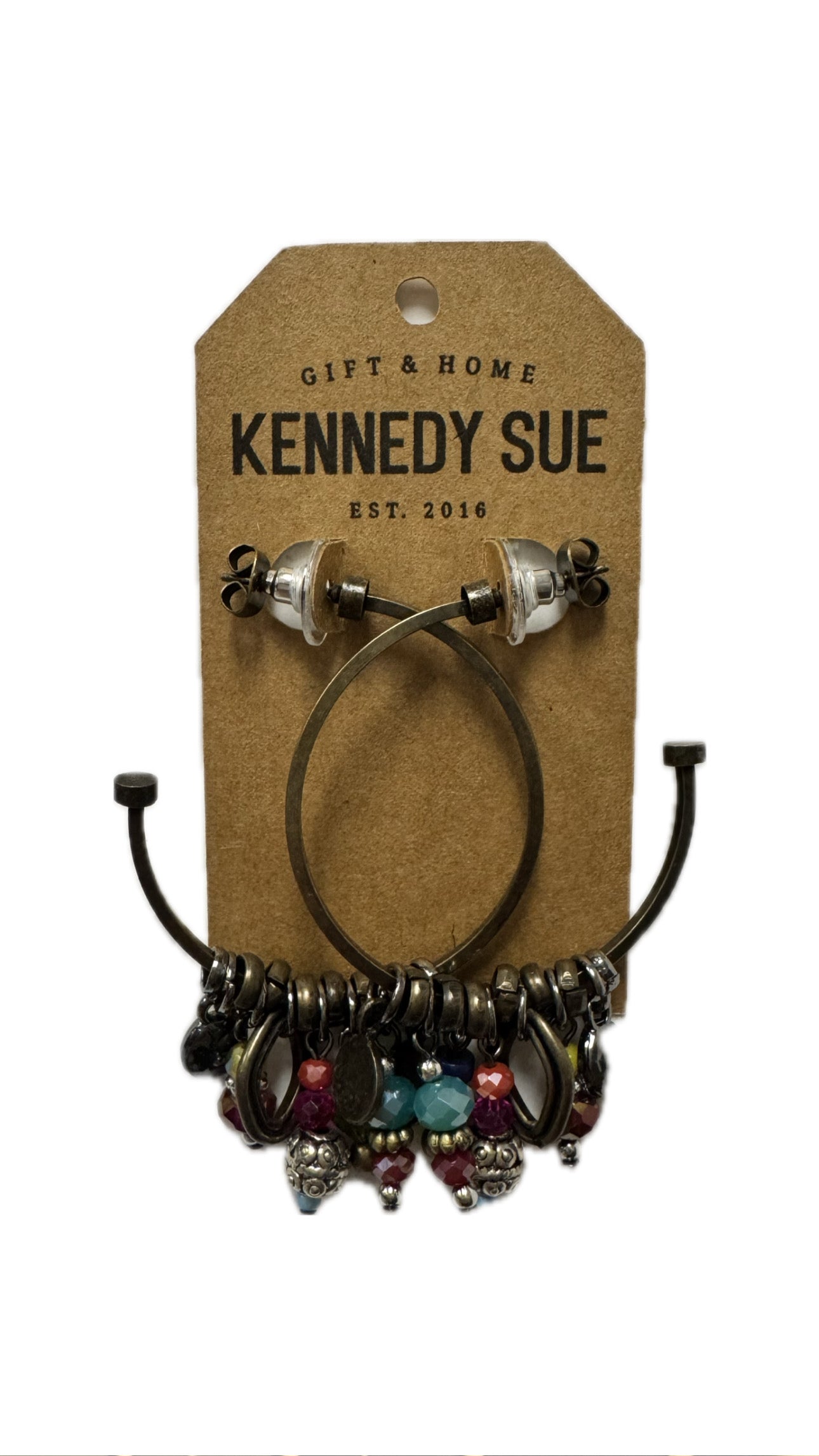 Bronze Charm Cluster Hoop Earrings