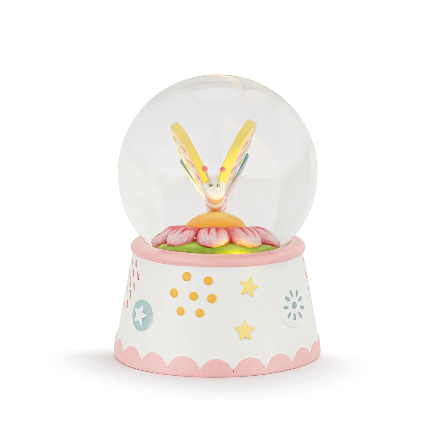 Patchwork Butterfly And Flower Light Up Water Globe