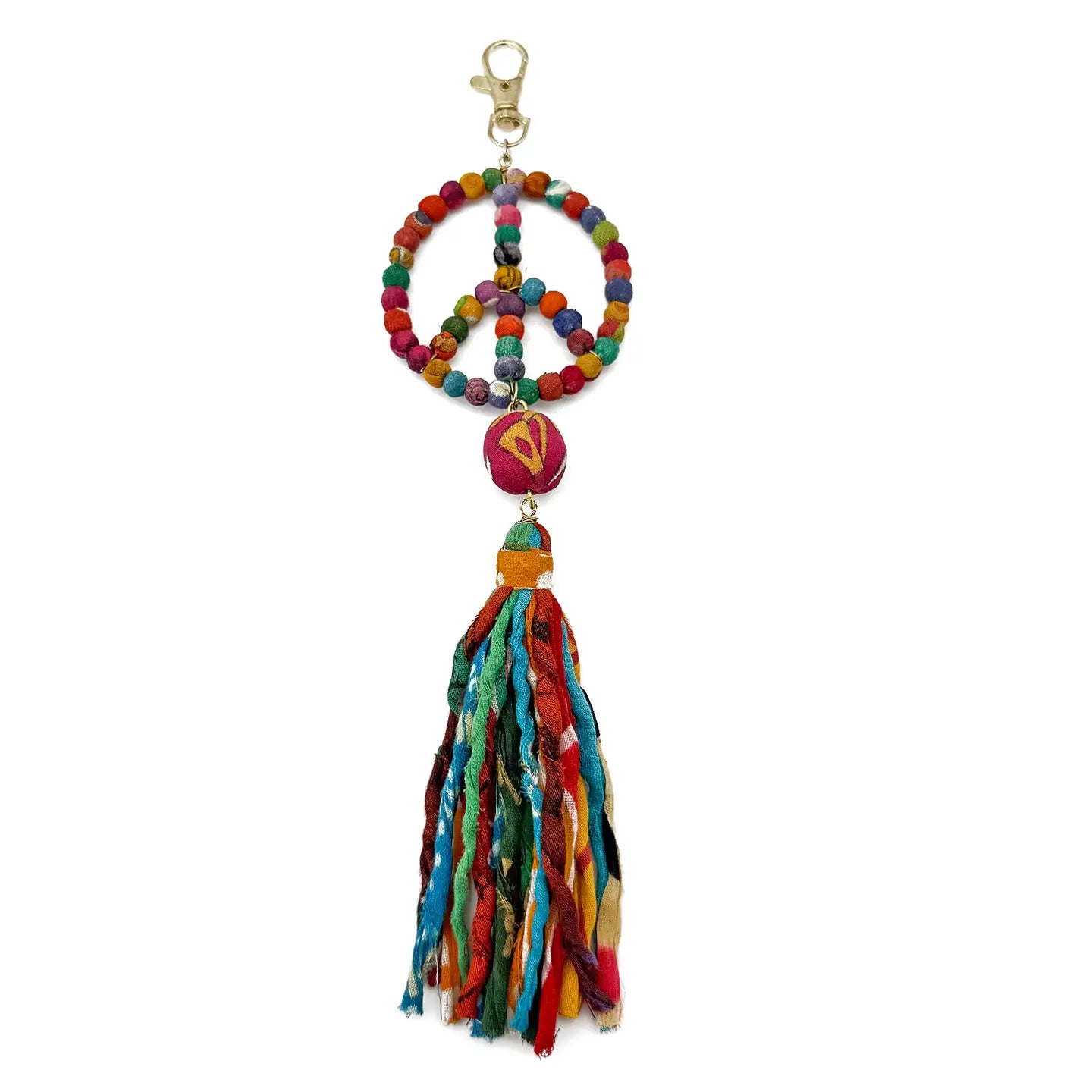 Peace Sign & Tassel Aasha Bag Charm