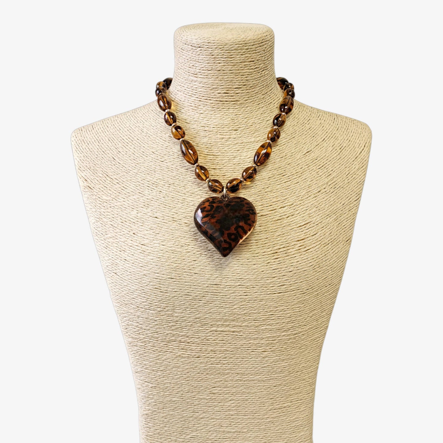 Chunky Tortoise Bead Heart Necklace