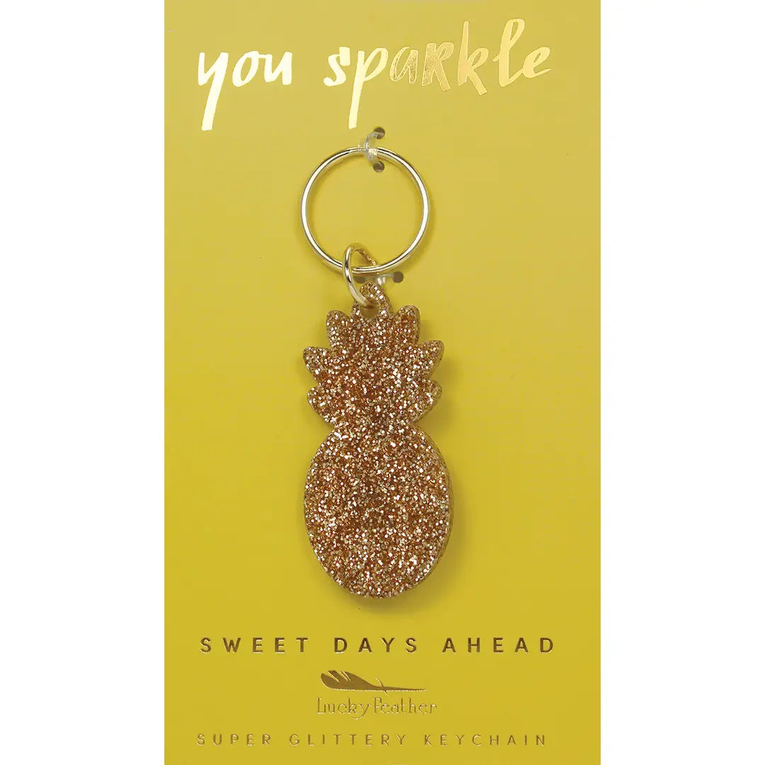 Gold Glitter Keychain - Pineapple
