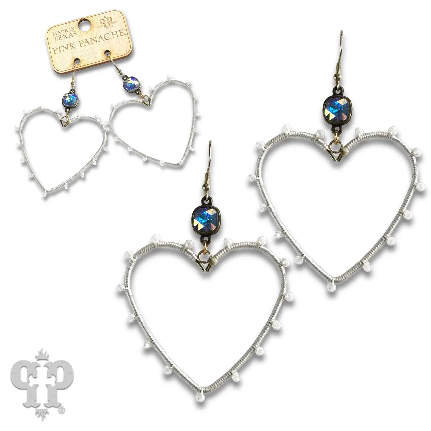 Bead Wrapped Heart Earrings with Austrian Crystal