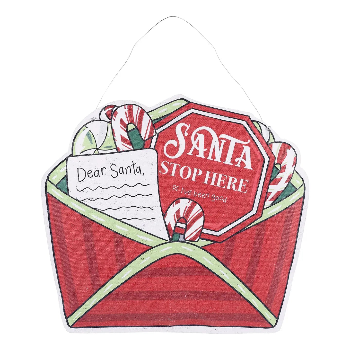 Love Lives Here /Santa Stop Here Reversible Door Hanger
