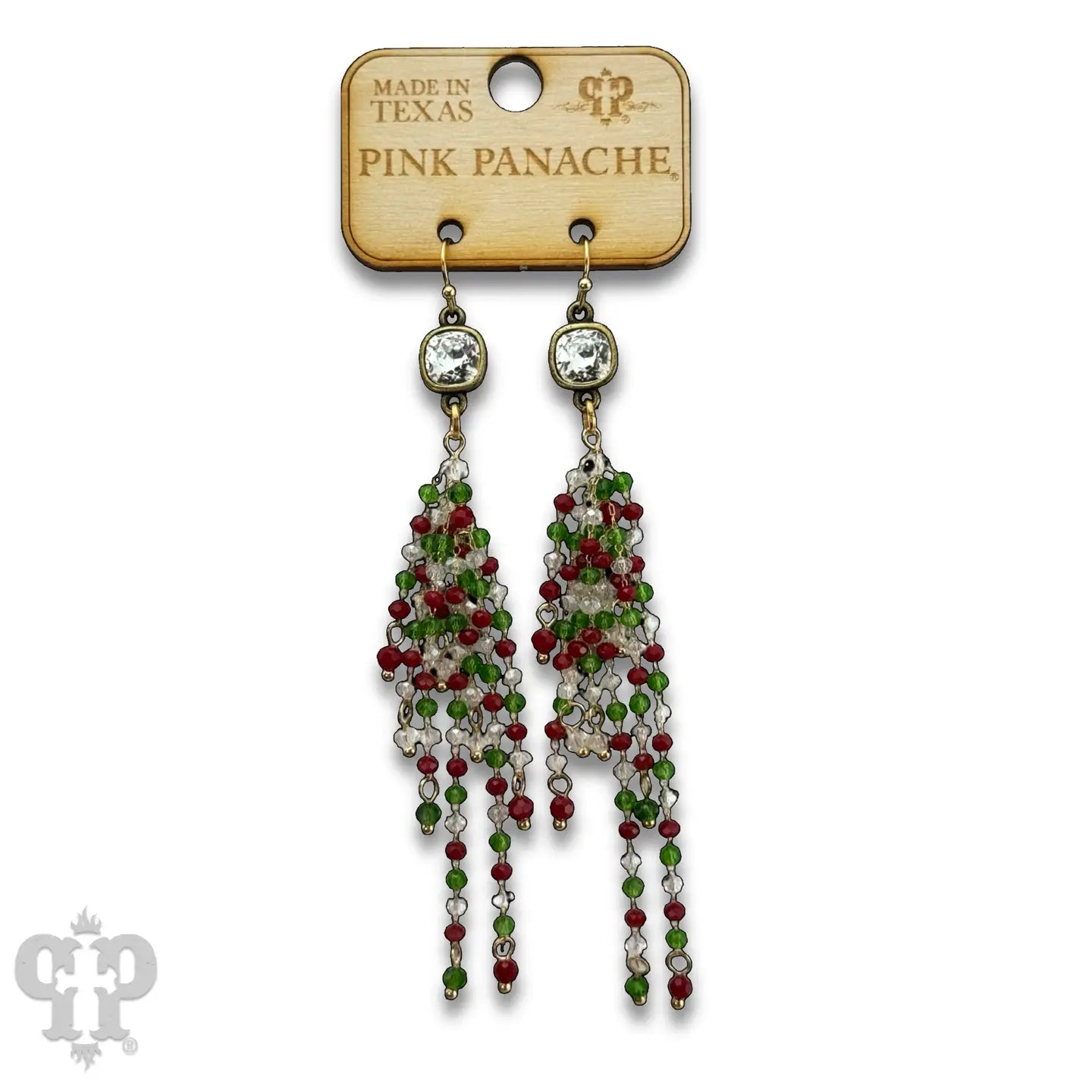 Christmas Bead Fringe Earring with Austrian Crystal