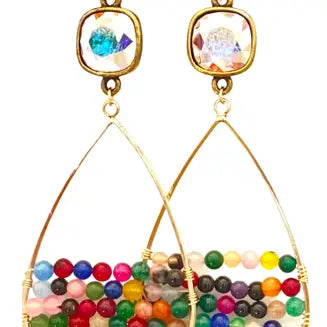 Multi Wrapped Bead Teardrop Earrings