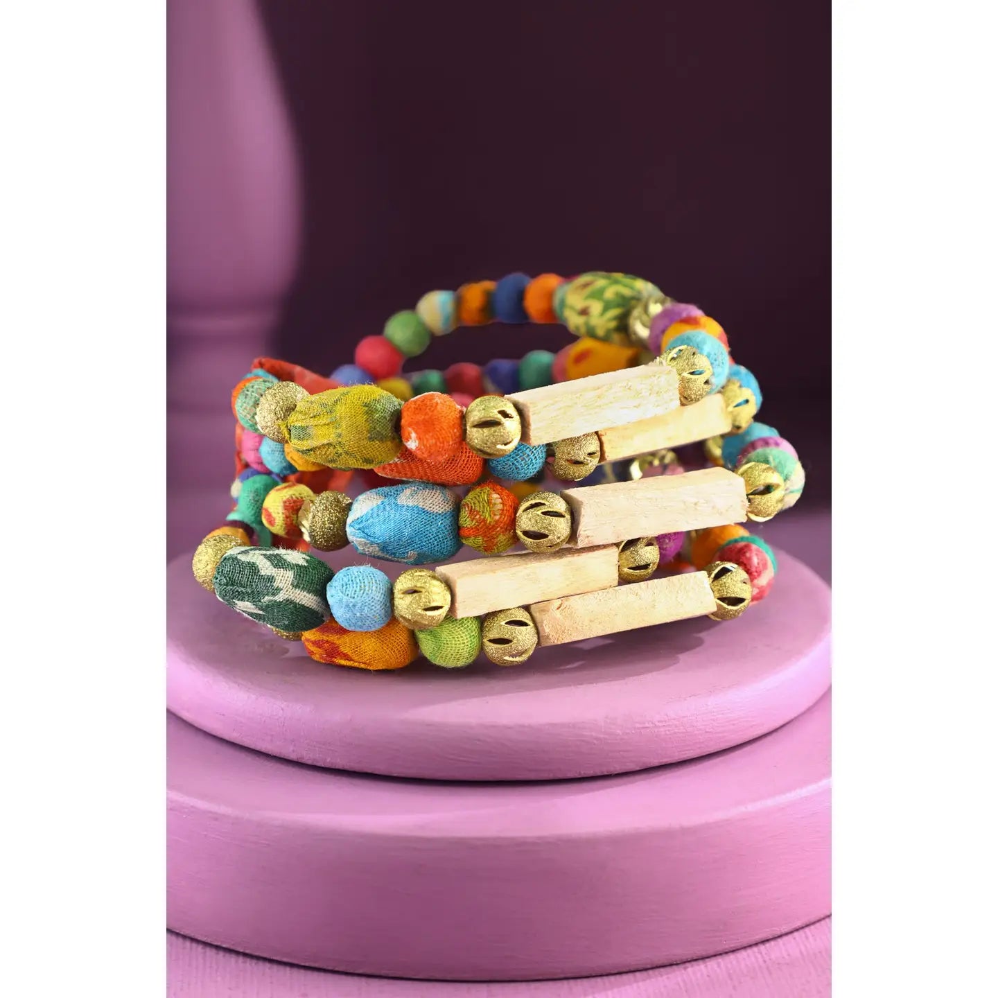 Handmade 5 Strand Multi-Beaded Stretch Bracelet