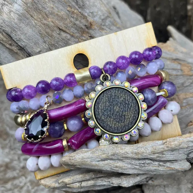 LV Purple Stone 5 Strand Bracelet Set – Kennedy Sue Gift & Home