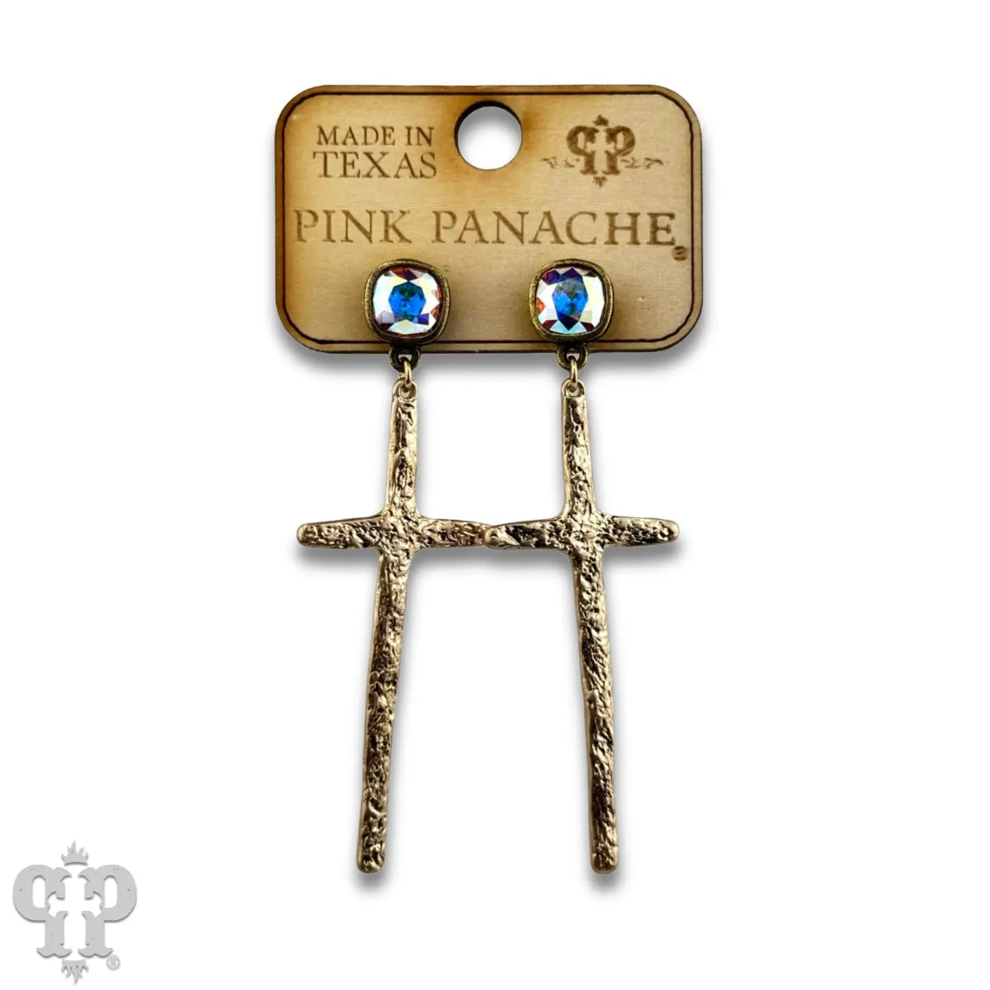 Foiled Gold Cross Earrings