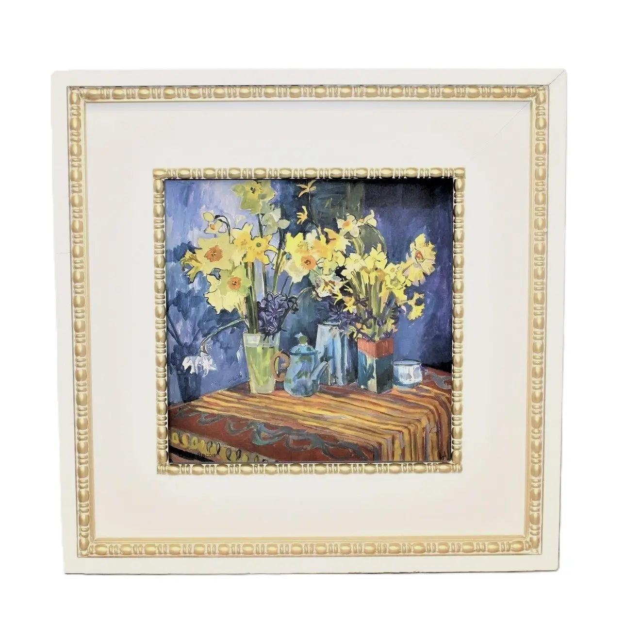Double Wood Framed Daffodil In Vase