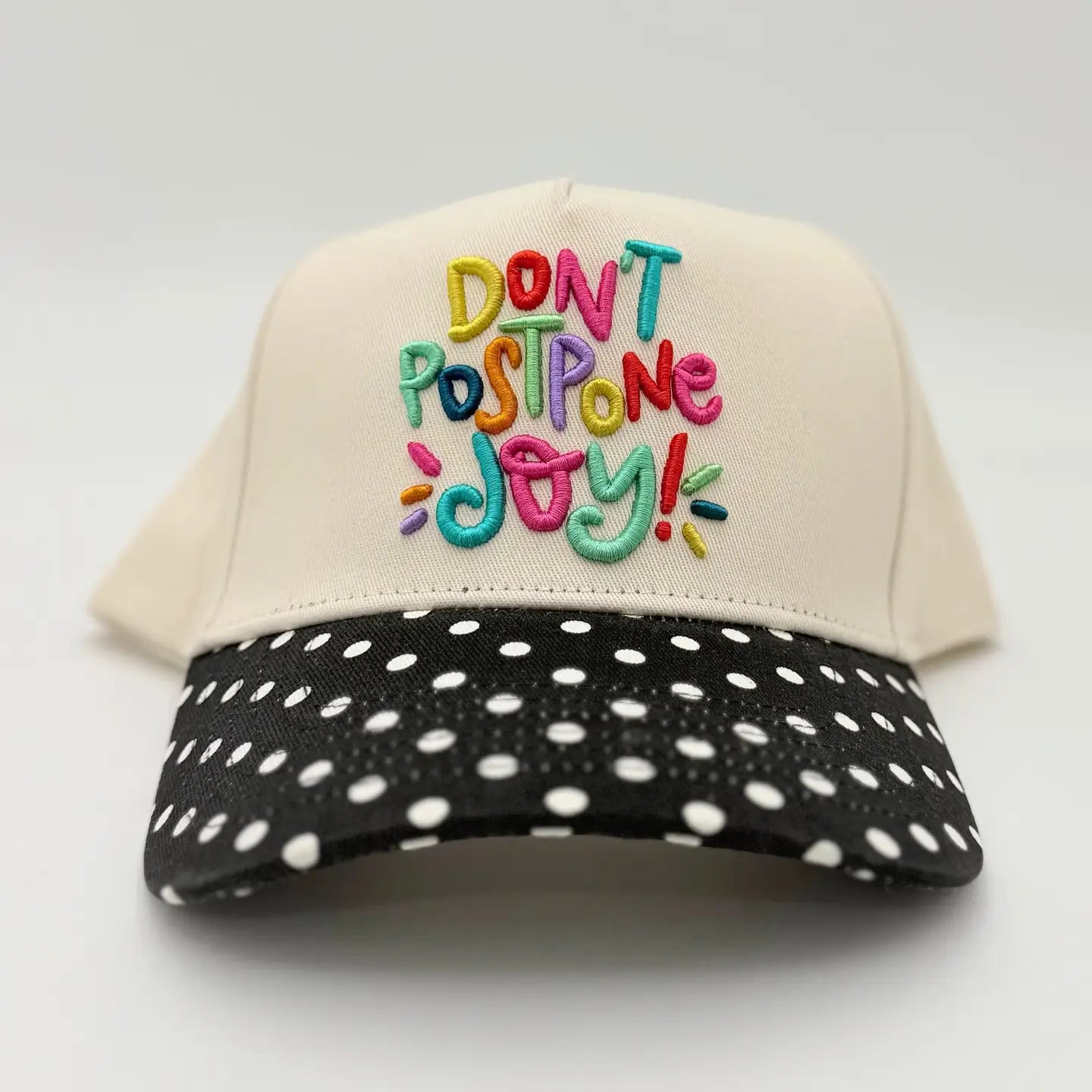 Don't Postpone Joy Embroidered Hat