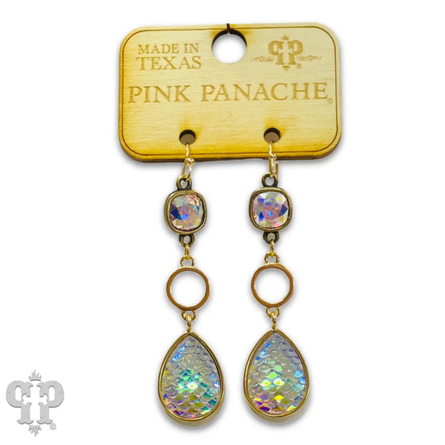 Gold Circle & Mermaid Teardrop Earrings