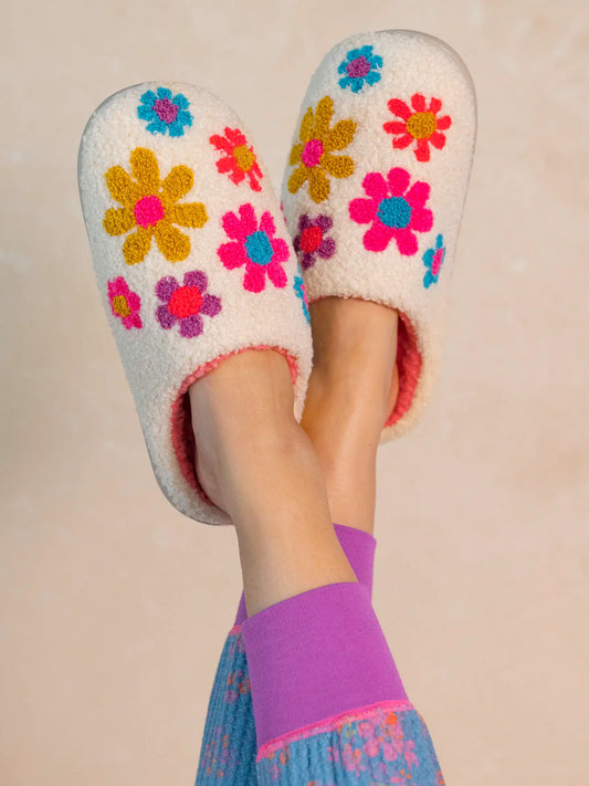Icon Sherpa Slippers - Cream Daisy