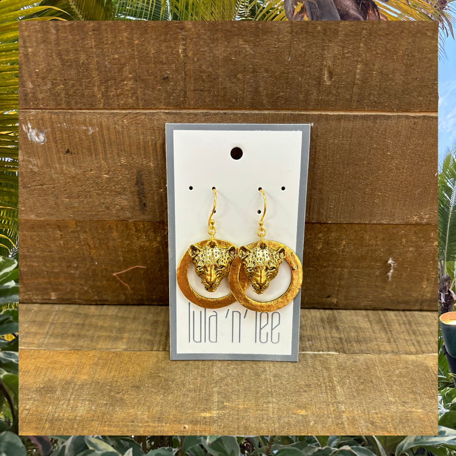 Gold Cast Leopard Earrings