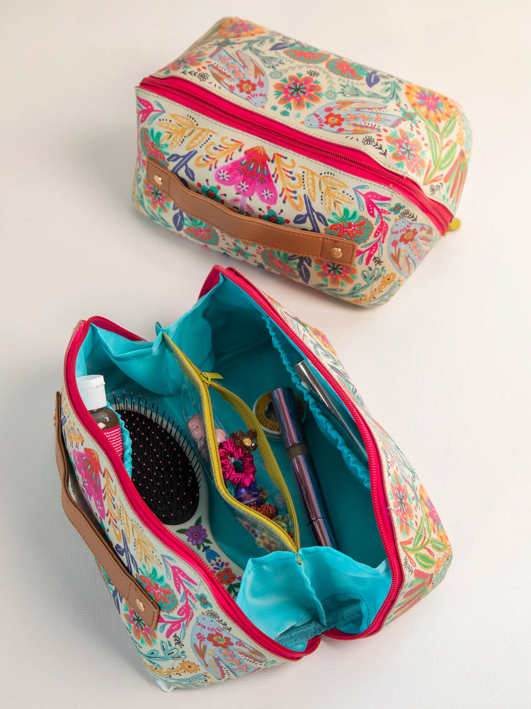 Travel Cosmetic Organizer - Cream Folk Flower