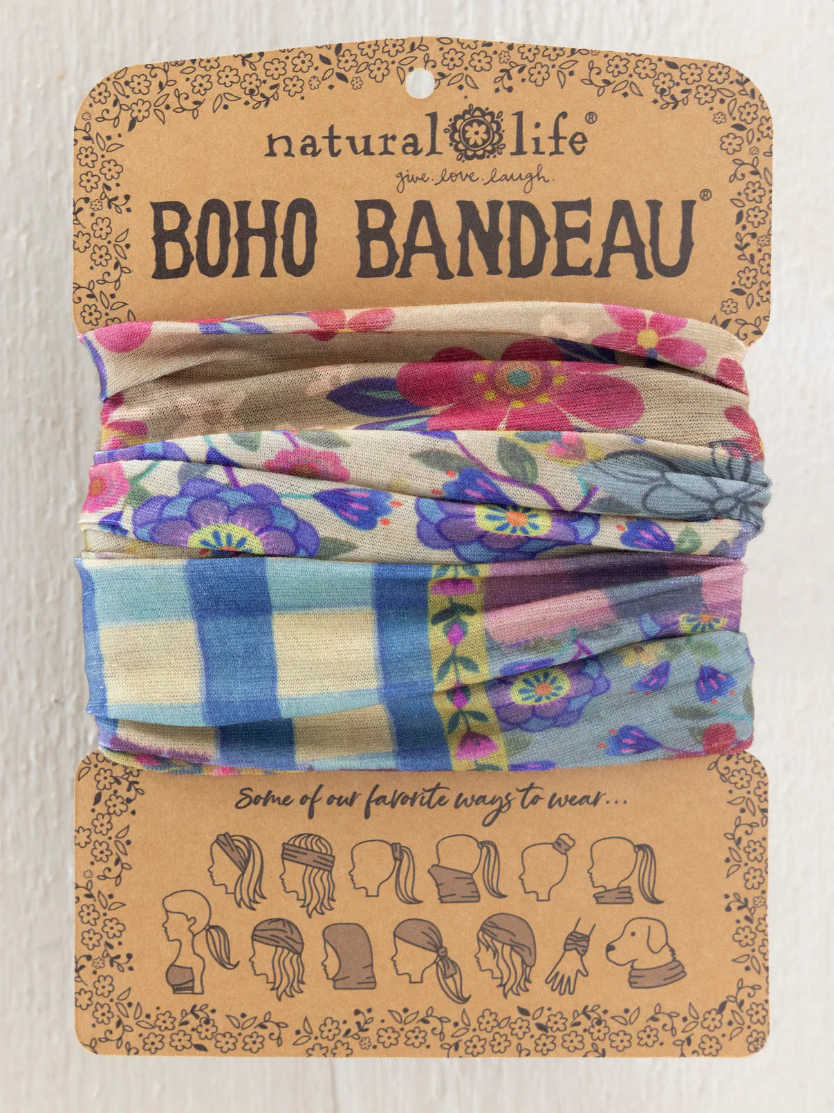 Full Boho Bandeau® Headband - Gingham Floral Patchwork
