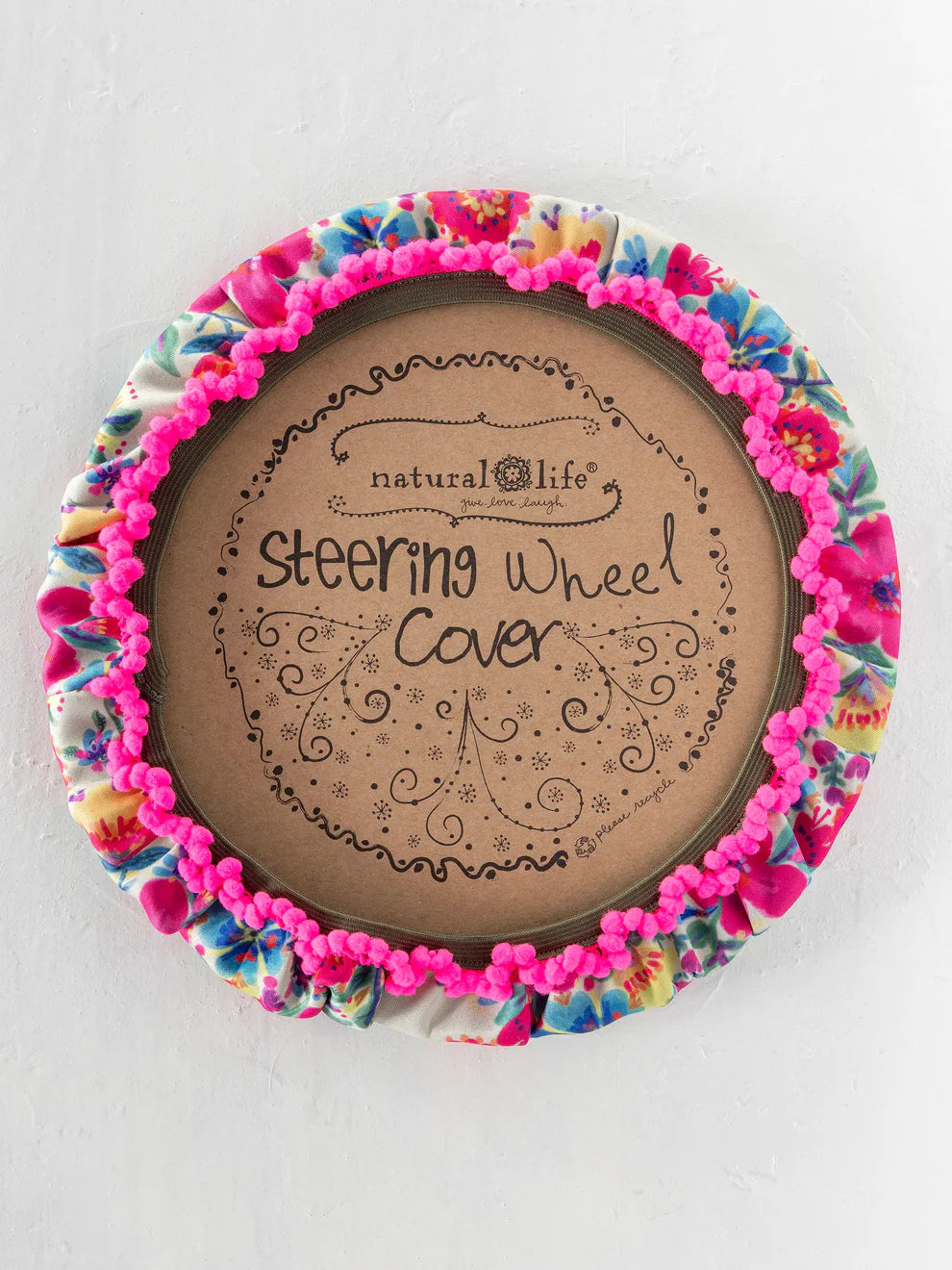 Pink Floral Steering Wheel Cover