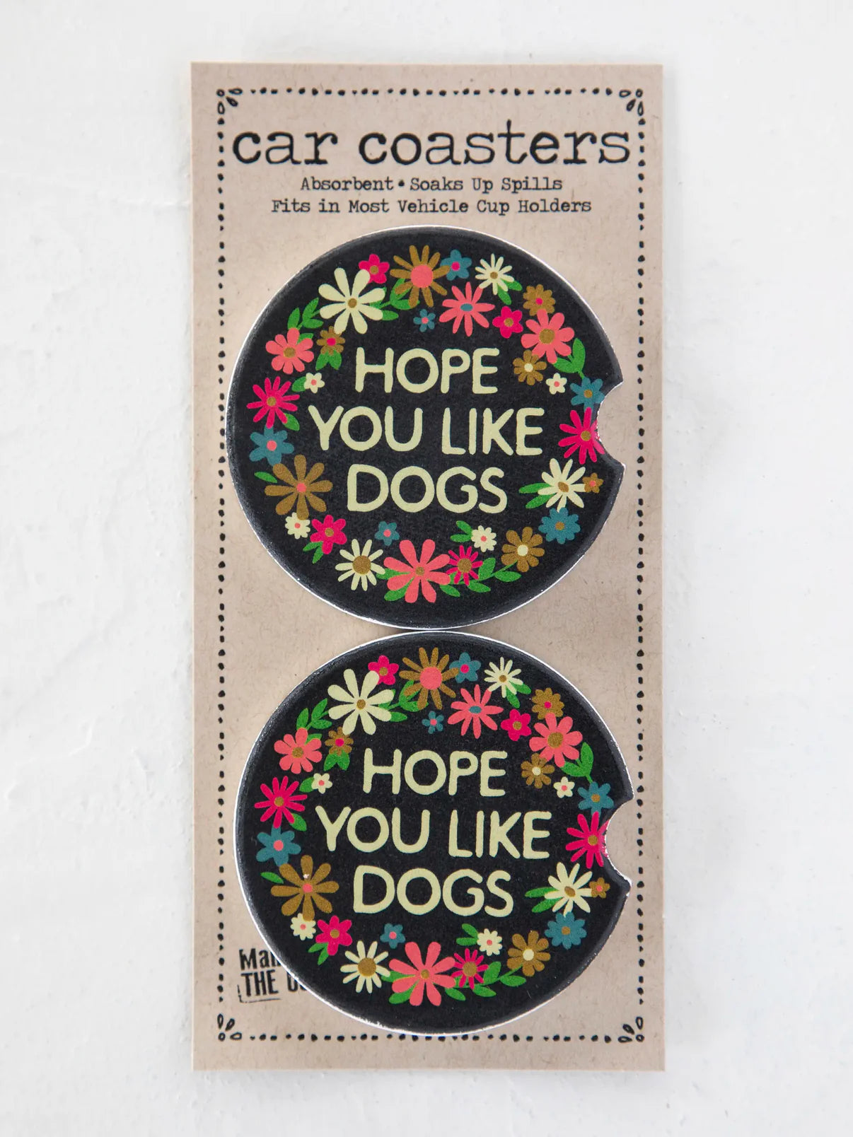 Car Coasters, Set of 2 - Hope You Like Dogs