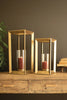 Metal Framed Lanterns with Clear Glass Hurricanes