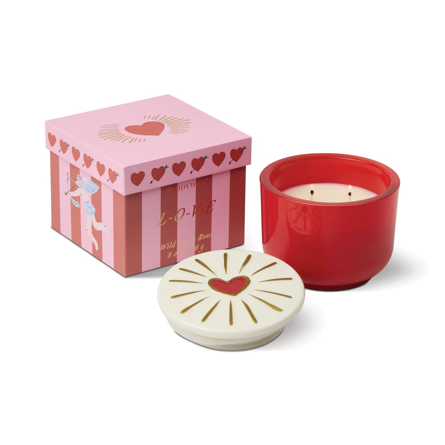 Wild Fig & Rose Heart Charm Glass Candle