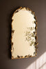 Tall Arched Antique Brass Framed Mirror with Leaves