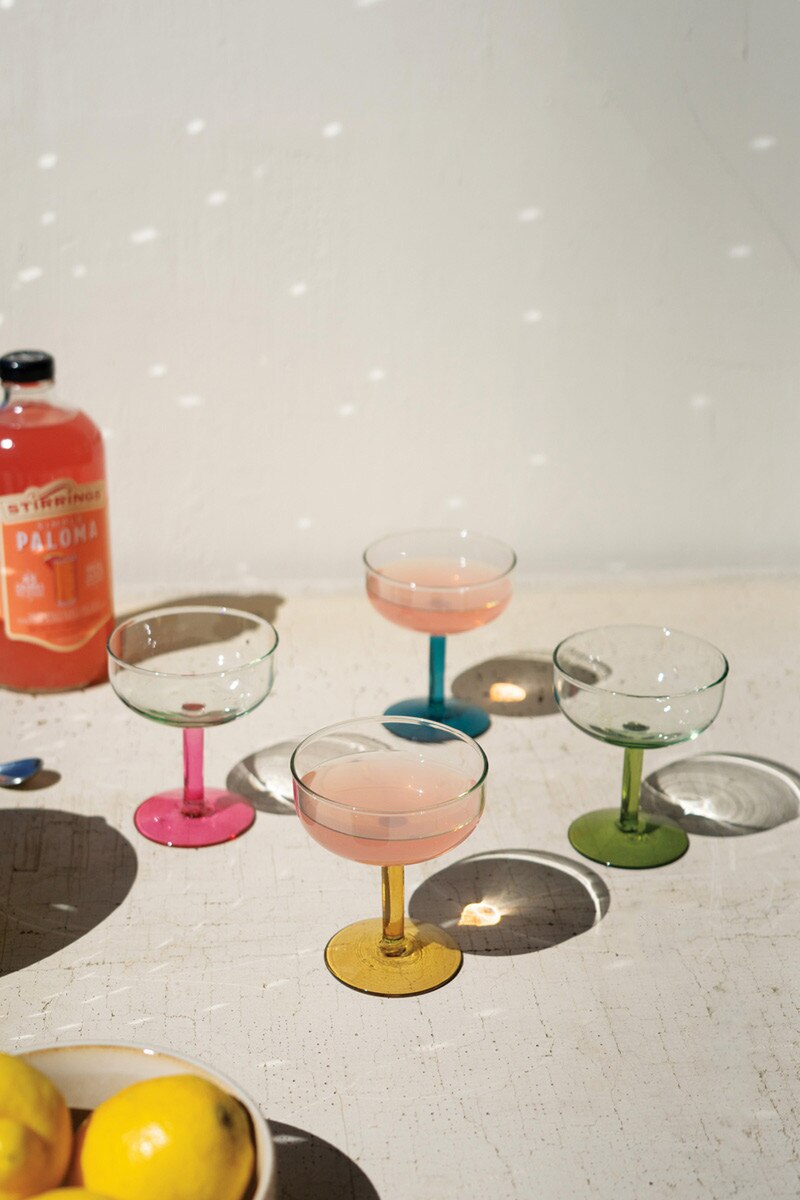 Coupe Glasses with Colored Stems