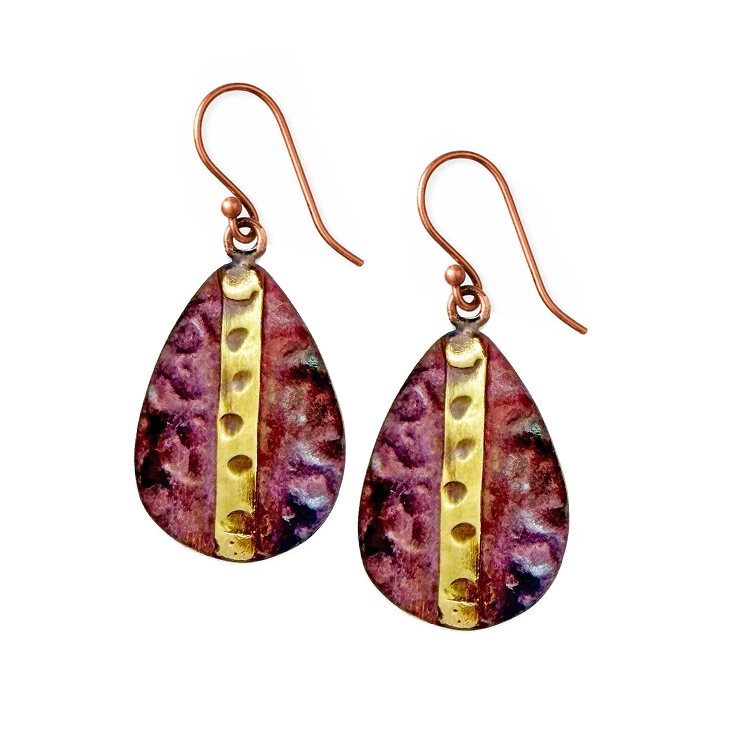 Plum Band Copper Patina Earrings