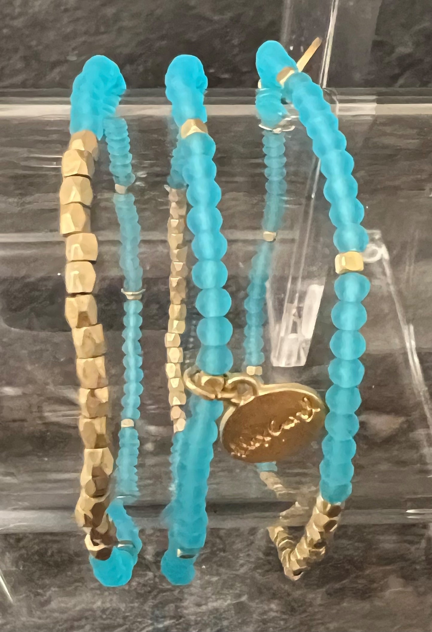 Crystal & Gold Stretch Stacker Bracelets, Gold Row