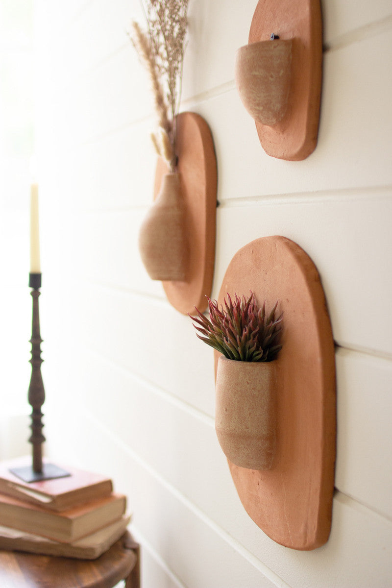 Clay Plaque Wall Vases