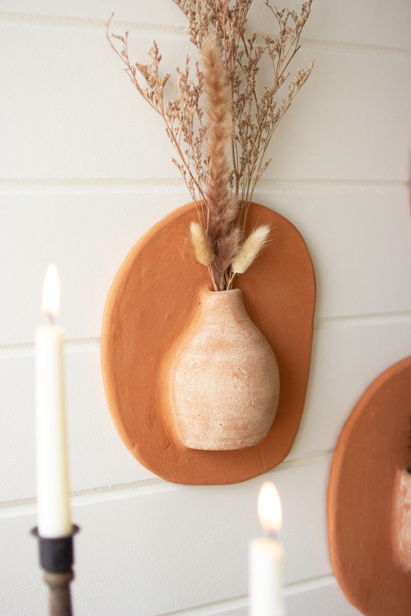 Clay Plaque Wall Vases