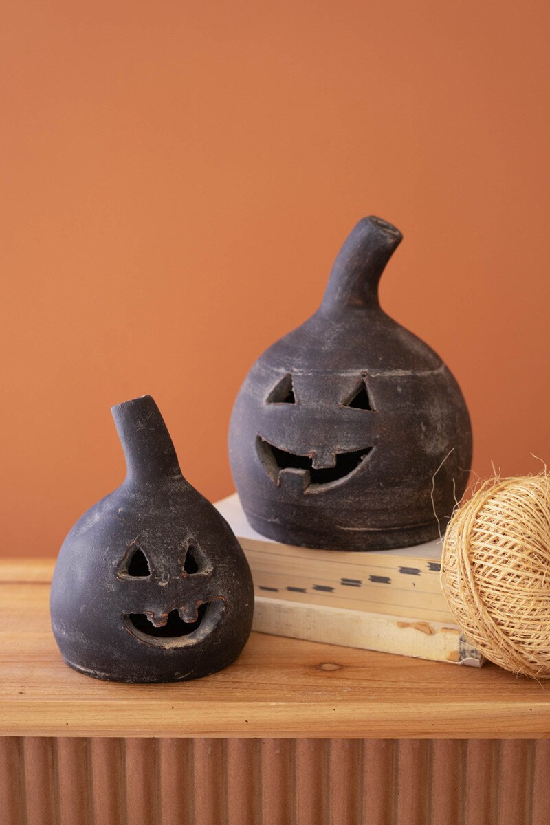 Small Black Clay Jack-O-Lanterns