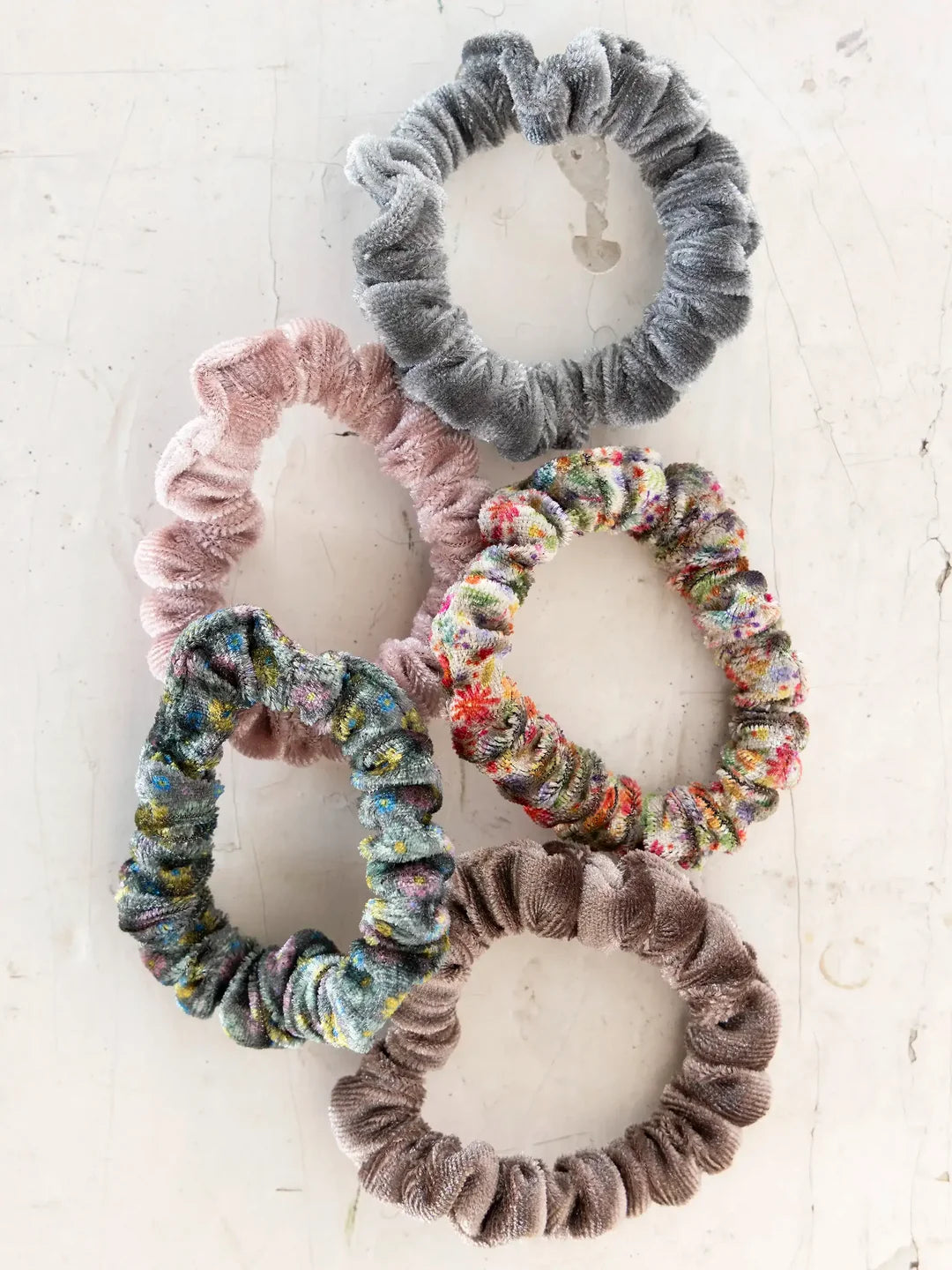 Light Grey Velvet Scrunchies