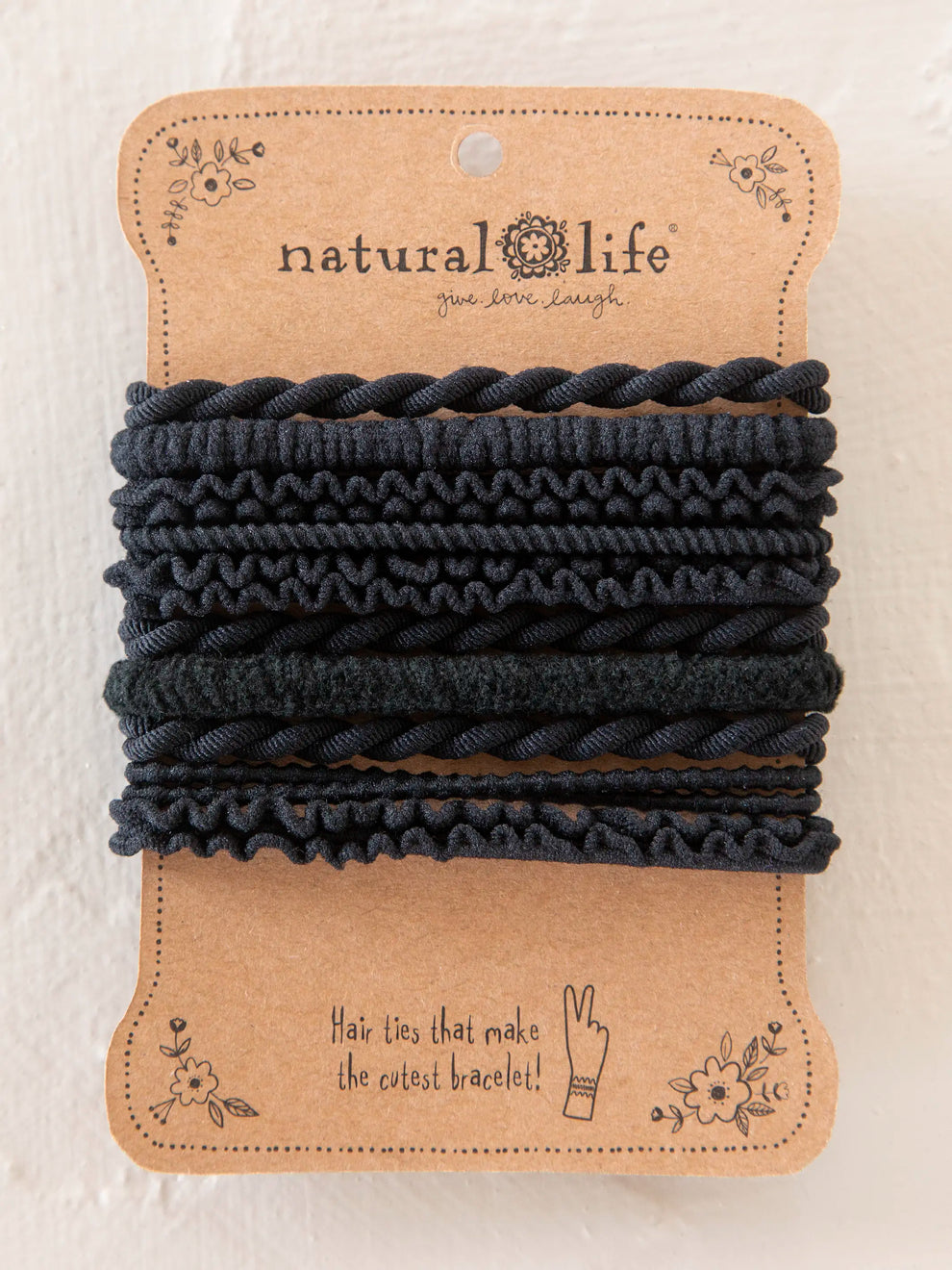 Textured Hair Ties, Set of 10 - Black