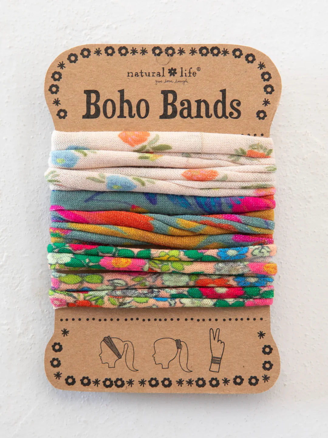Cream Floral Boho Bands Hair Ties, Set of 3