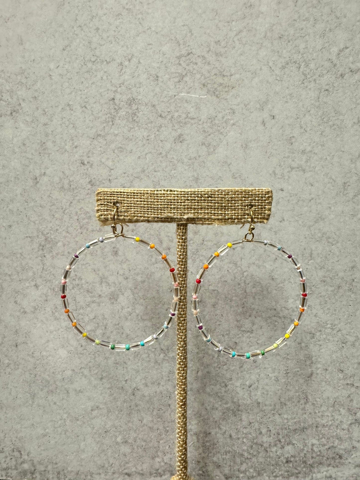Clear Acrylic and Multi Beaded Hoops