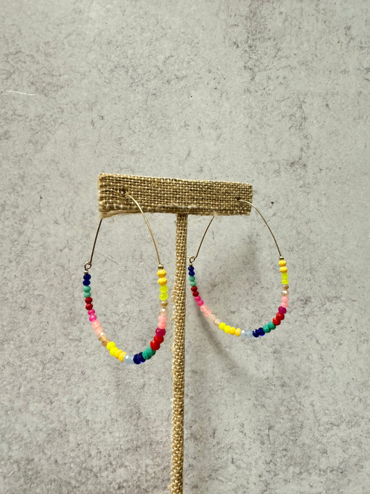 Infinity Wire Oval Beaded Earrings