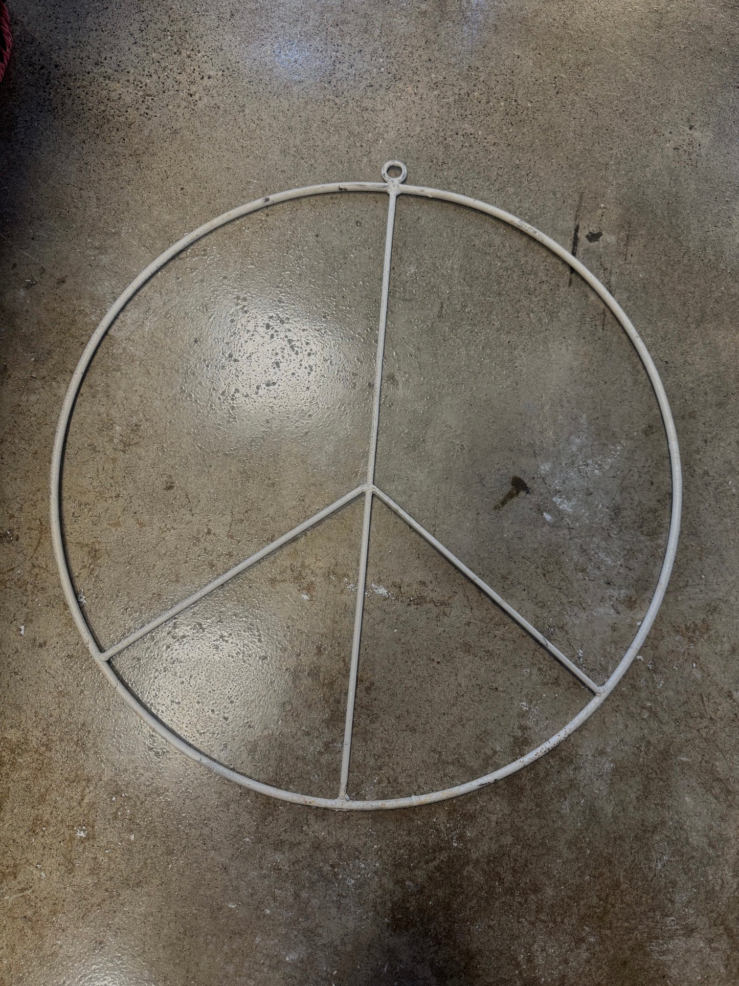 Acid White Wash Wrought Iron Peace Sign