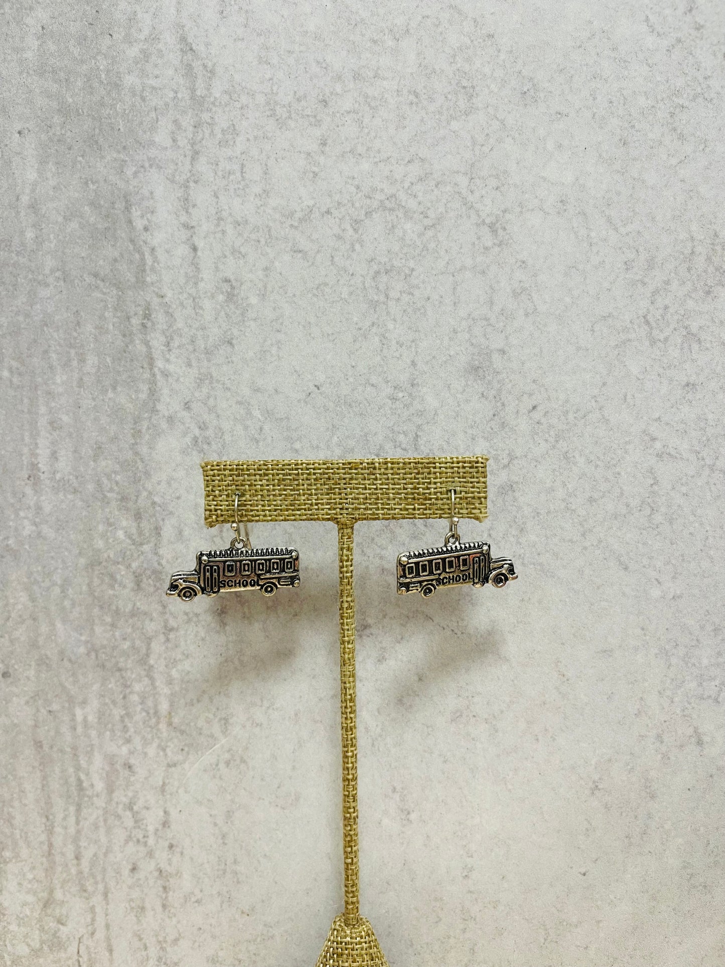 Metal School Bus Dangle Earrings