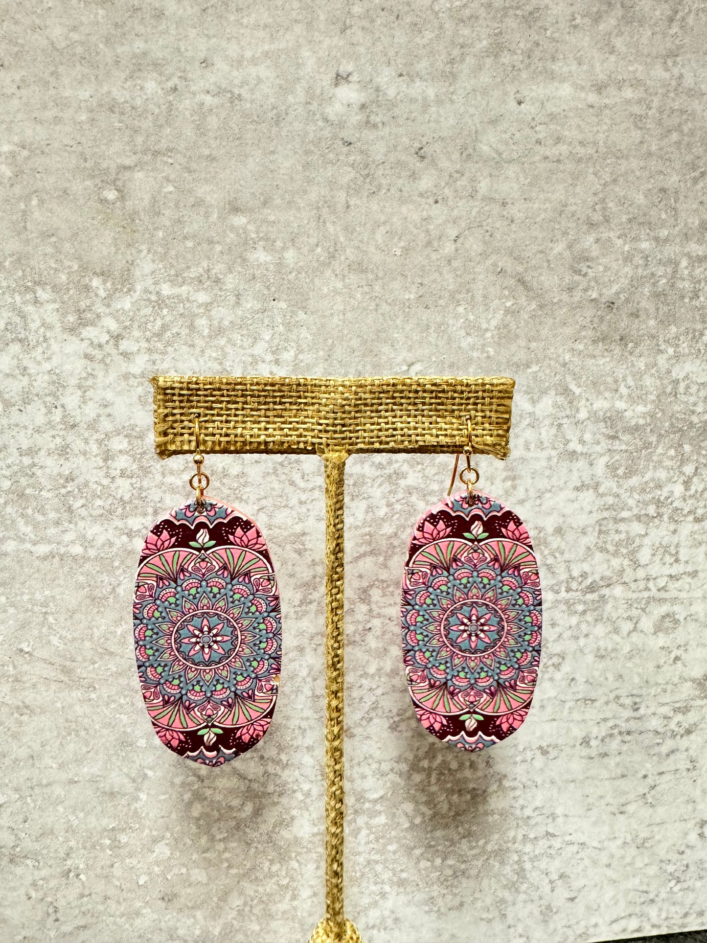 Wood Mandela Oval Earrings