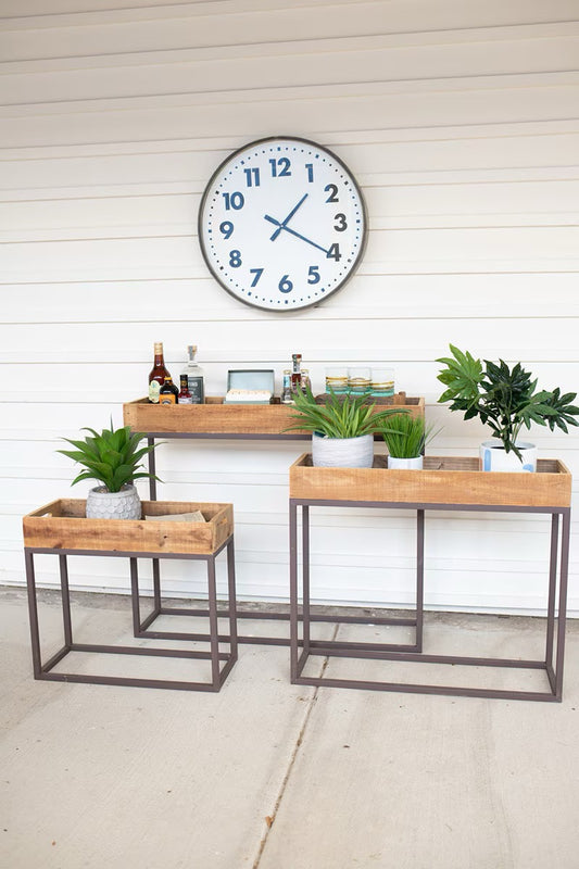 Rustic Wood and Metal Console Tables