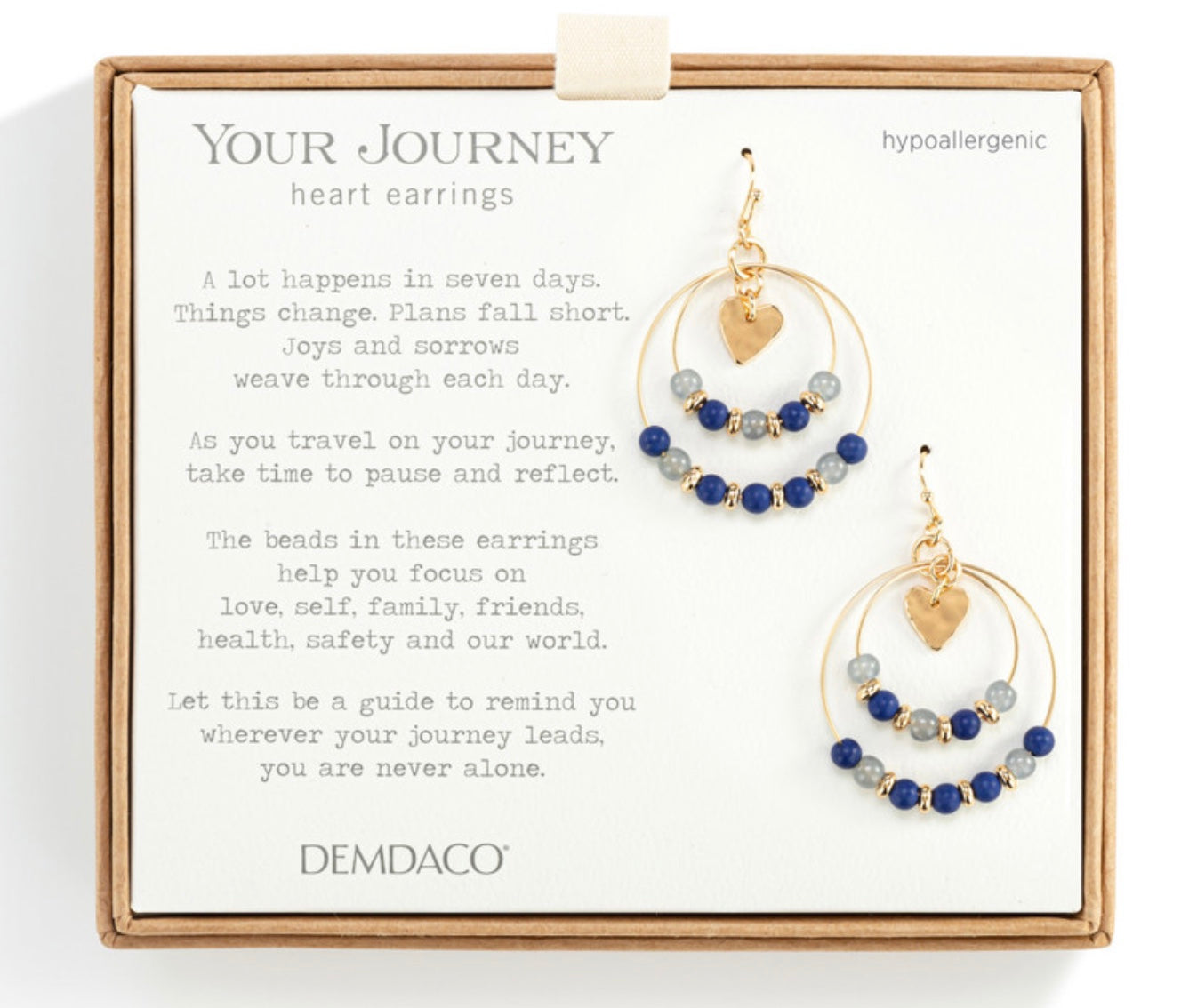 Beaded Love Earrings - Indigo
